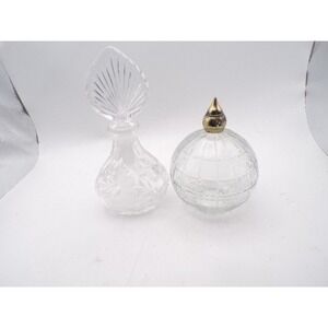 Vintage Crystal Glass Perfume Bottle Globe Shaped Decorative Vanity Item
